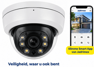 Caméra dôme intelligente PL285 avec la Smart App de Jadrimex sur un téléphone