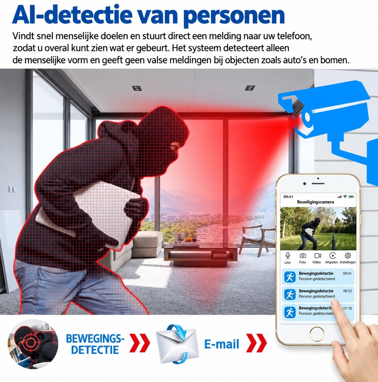 Détection IA des personnes avec une notification sur le téléphone
